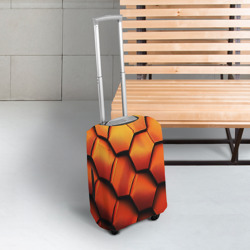 Чехол для чемодана 3D Объемные оранжевые плиты-соты - фото 2