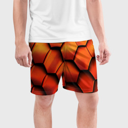 Мужские шорты спортивные Объемные оранжевые плиты-соты - фото 2