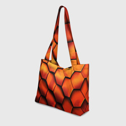 Пляжная сумка 3D Объемные оранжевые плиты-соты - фото 2