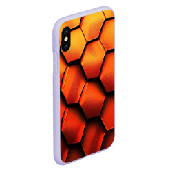 Чехол для iPhone XS Max матовый Объемные оранжевые плиты-соты - фото 2