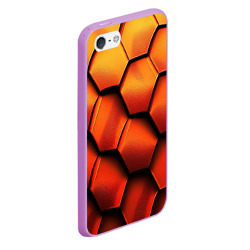 Чехол для iPhone 5/5S матовый Объемные оранжевые плиты-соты - фото 2