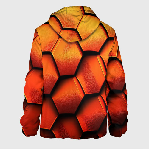 Мужская куртка 3D с принтом Объемные оранжевые плиты, вид сзади #1