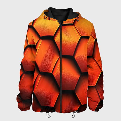 Мужская куртка 3D с принтом Объемные оранжевые плиты, вид спереди #2