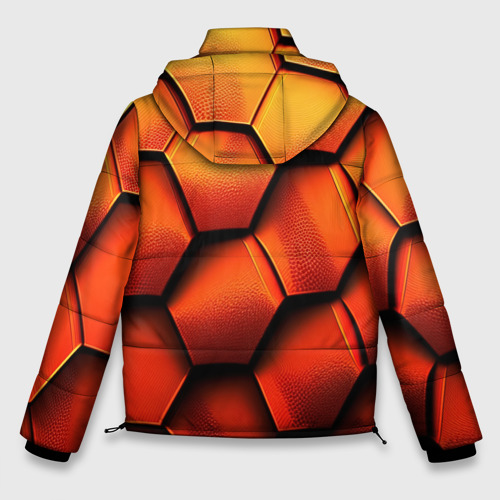 Мужская зимняя куртка 3D Объемные оранжевые плиты-соты, цвет красный - фото 2