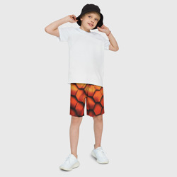 Детские спортивные шорты 3D Объемные оранжевые плиты-соты - фото 2