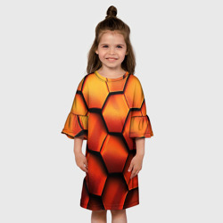 Детское платье 3D Объемные оранжевые плиты-соты - фото 2
