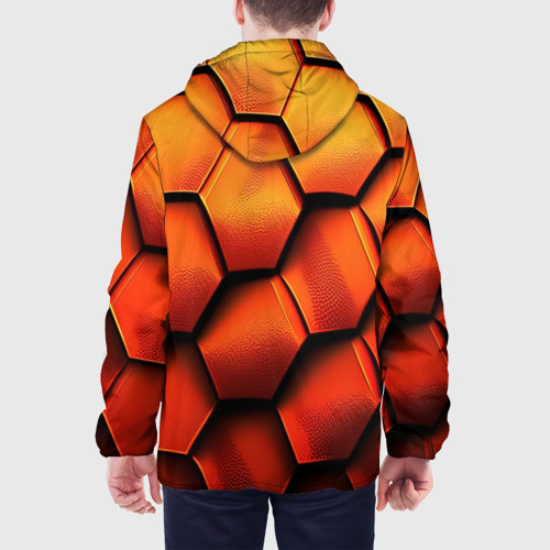 Мужская куртка 3D с принтом Объемные оранжевые плиты, вид сзади #2