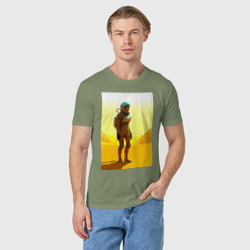 Мужская футболка хлопок Девушка-астронавт в пустыне - нейросеть - фото 2