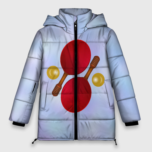 Женская зимняя куртка 3D с принтом Теннисный дизайн, вид спереди #2