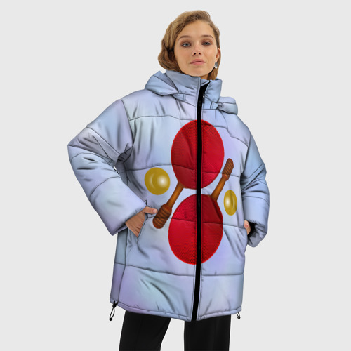 Женская зимняя куртка 3D с принтом Теннисный дизайн, фото на моделе #1