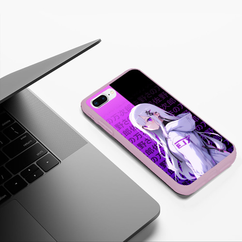 Чехол для iPhone 7Plus/8 Plus матовый Эмилия тан в современности - ре Зеро, цвет розовый - фото 5