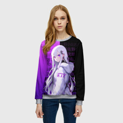 Женский свитшот 3D Эмилия тан в современности - ре Зеро - фото 2