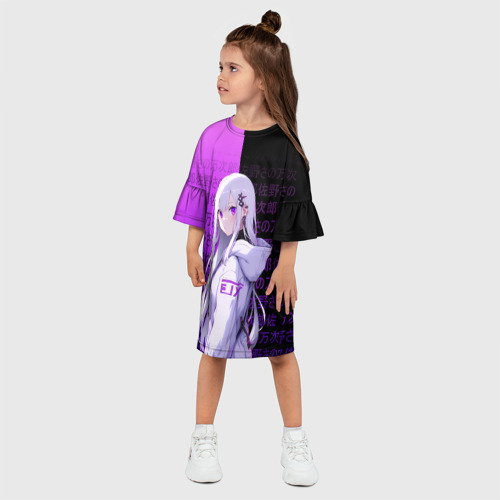 Детское платье 3D с принтом Эмилия тан в современности - ре зеро, фото на моделе #1
