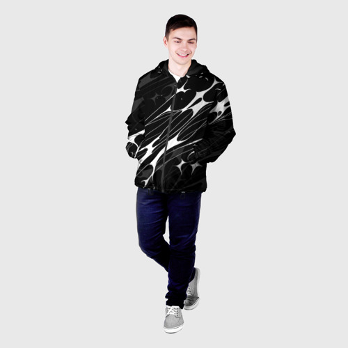 Мужская куртка 3D с принтом Белые абстрактные полосы, фото на моделе #1