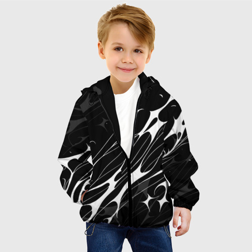 Детская куртка 3D с принтом Белые абстрактные полосы, фото на моделе #1