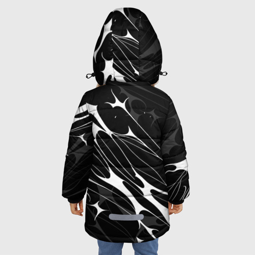 Зимняя куртка для девочек 3D с принтом Белые абстрактные полосы, вид сзади #2