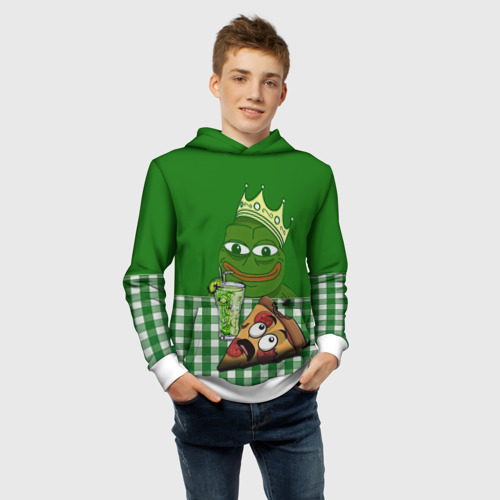 Детская толстовка 3D Pepe King with pizza, цвет белый - фото 6