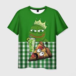 Мужская футболка 3D Pepe King with pizza