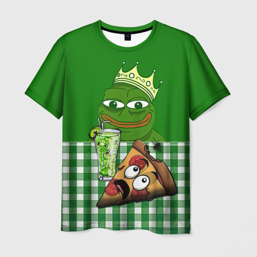 Мужская футболка 3D Pepe King with pizza, цвет 3D печать