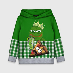 Детская толстовка 3D Pepe King with pizza