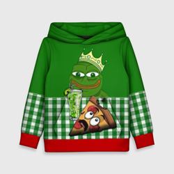 Детская толстовка 3D Pepe King with pizza