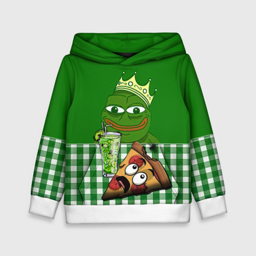 Детская толстовка 3D Pepe King with pizza, цвет белый