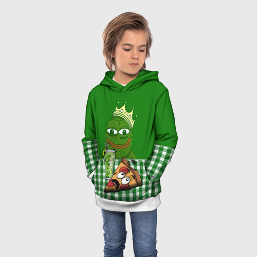 Детская толстовка 3D Pepe King with pizza, цвет белый - фото 3