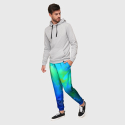 Мужские брюки 3D Градиент сине-зелёных оттенков - нейросеть - фото 2