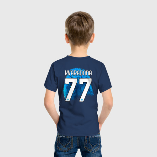 Детская футболка хлопок с принтом Хвича Кварацхелия Наполи Кварадона, вид сзади #2