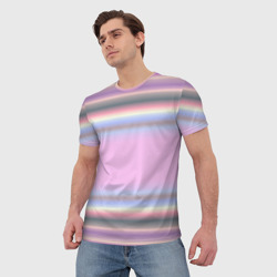 Мужская футболка 3D Сиреневые полосы - фото 2