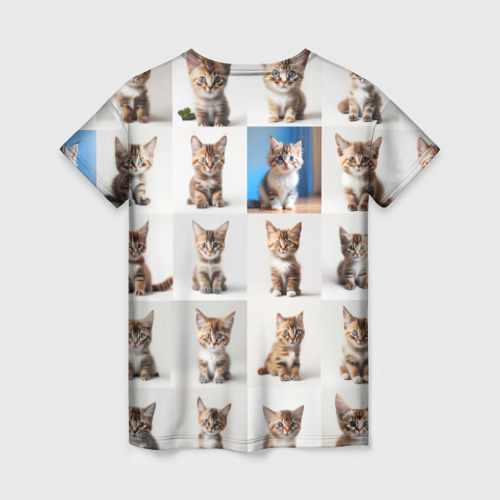 Женская футболка 3D с принтом Много котят, вид сзади #1