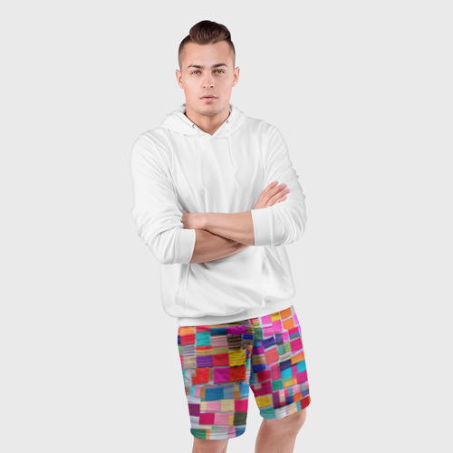 Мужские шорты спортивные Разноцветные лоскутки, цвет 3D печать - фото 5