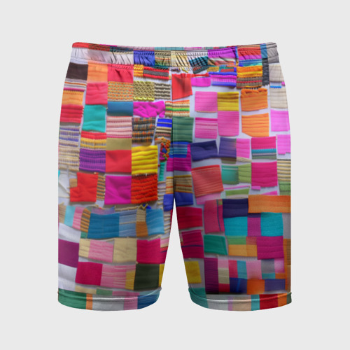 Мужские шорты спортивные Разноцветные лоскутки, цвет 3D печать