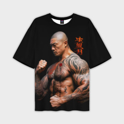 Мужская футболка oversize 3D Irezumi tattoo yakuza fighter