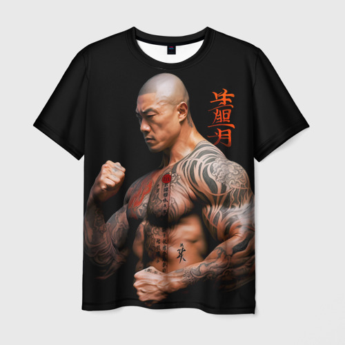 Мужская футболка 3D Irezumi tattoo yakuza fighter, цвет 3D печать