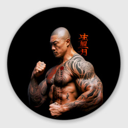 Круглый коврик для мышки Irezumi tattoo yakuza fighter