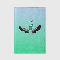 Обложка для паспорта матовая кожа Планктон в тягах бархатных - мем