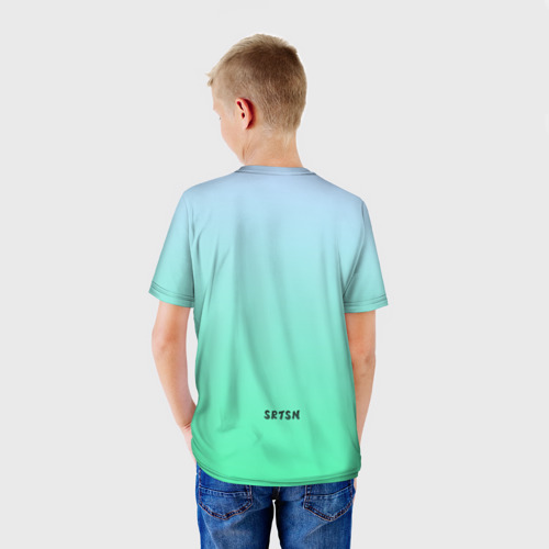 Детская футболка 3D с принтом Планктон в тягах бархатных - мем, вид сзади #2