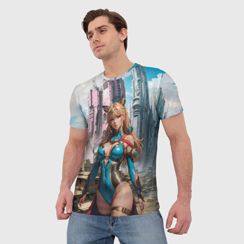 Мужская футболка 3D с принтом Девушка с экстрасенсорными способностями, фото на моделе #1