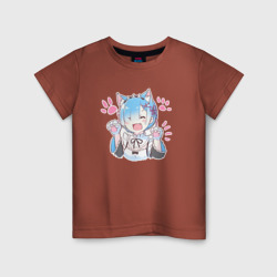 Детская футболка хлопок Рем кошечка - аниме ре Зеро