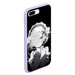 Чехол для iPhone 7Plus/8 Plus матовый Рем из ре Зеро - черно белый портрет - фото 2