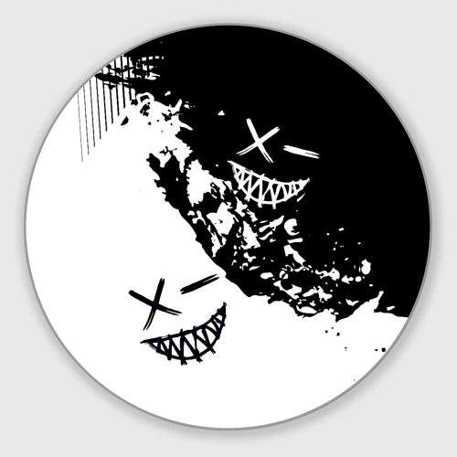 Круглый коврик для мышки Smile - black and white