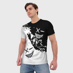 Мужская футболка 3D Smile - black and white - фото 2