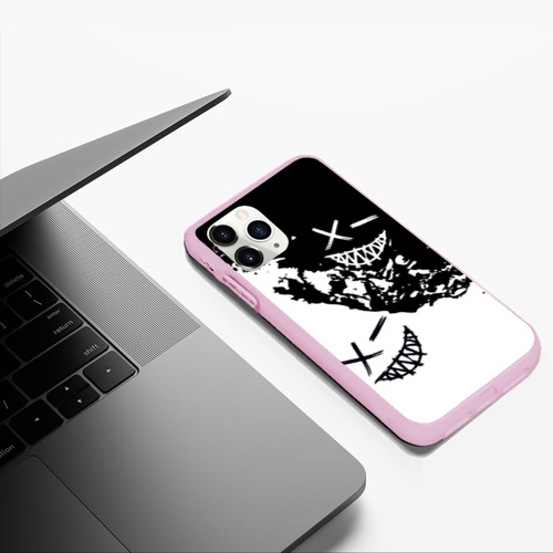 Чехол для iPhone 11 Pro Max матовый Smile - black and white, цвет розовый - фото 5