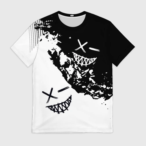 Мужская футболка 3D Smile - black and white