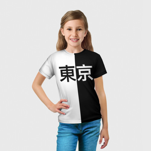 Детская футболка 3D с принтом Tokyo - Иероглифы, вид сбоку #3