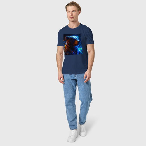 Мужская футболка хлопок Мишка космический капитан - нейросеть, цвет темно-синий - фото 5