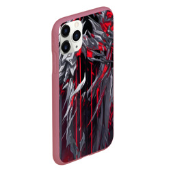 Чехол для iPhone 11 Pro матовый Красная демоническая кибер броня - фото 2