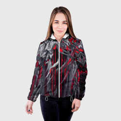 Женская куртка 3D Красная демоническая кибер броня - фото 2