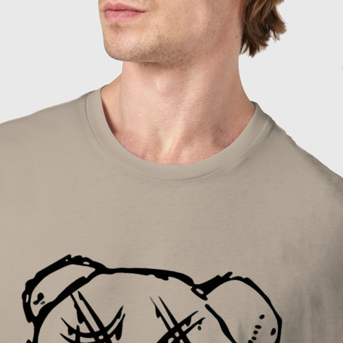 Мужская футболка хлопок с принтом Smile bear - minimalism, фото #4